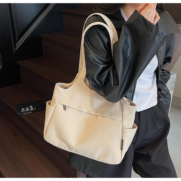 Large capacity wear-resistant canvas bag trendy tote bag lightweight women's shoulder backpack leisure travel handbag