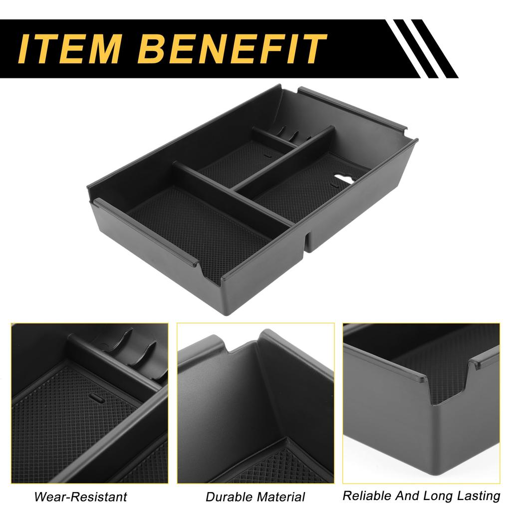 REPAIROCK Center Console Armrest Organizer Tray for Ford Armrest Insert Tray Storage ABS Black F-150 2011-2014, Box,