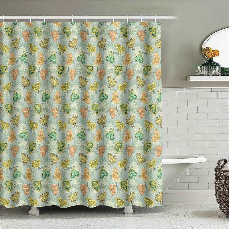 Botanical Shower Curtain Floral Greenery Pattern Bathroom Decor Nature Leafy Spa Inspired Home Textile Waterproof Fabric