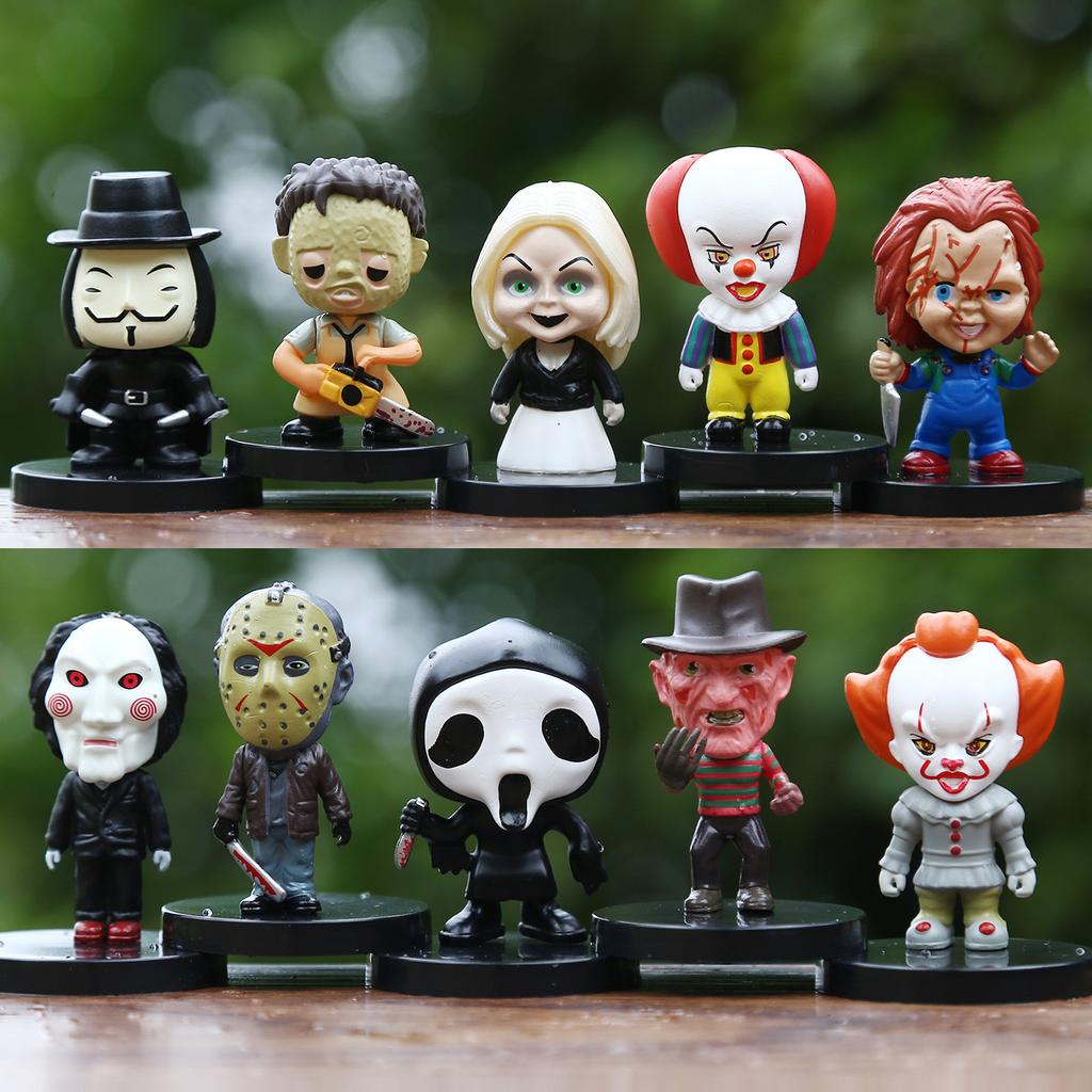 10 Pack Horror Movie Action Figures Set PVC Model Dolls Halloween Gift Collectible Ornaments