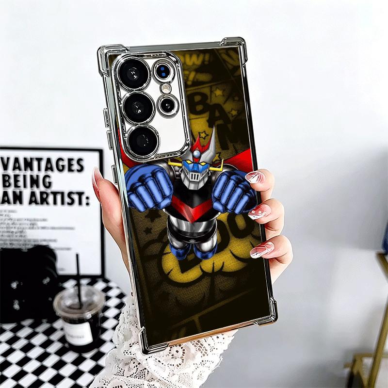 M-Mazinger Z Anime Plating Phone Case For Samsung Galaxy S24 S25 FE S26 Edge S23 Ultra S22 S21 Plus S20 Anti-Fall Airabag Cover