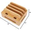 Oumefar Bamboo Multi-Device Stand Holder Charging Station Phone Tablet Charger Organizer 4 in 1 Charging Station for Multiple Devices for Meeting