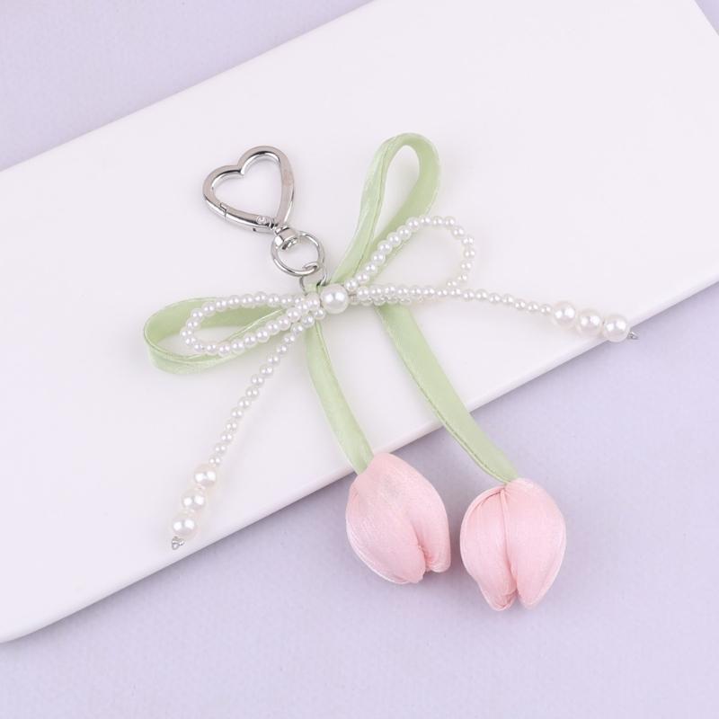 Pearls Bows Bag Charm Pendant Aesthetic Purse Charms Aesthetic keychains Keyring for Women Backpack Purse Handbag Decors