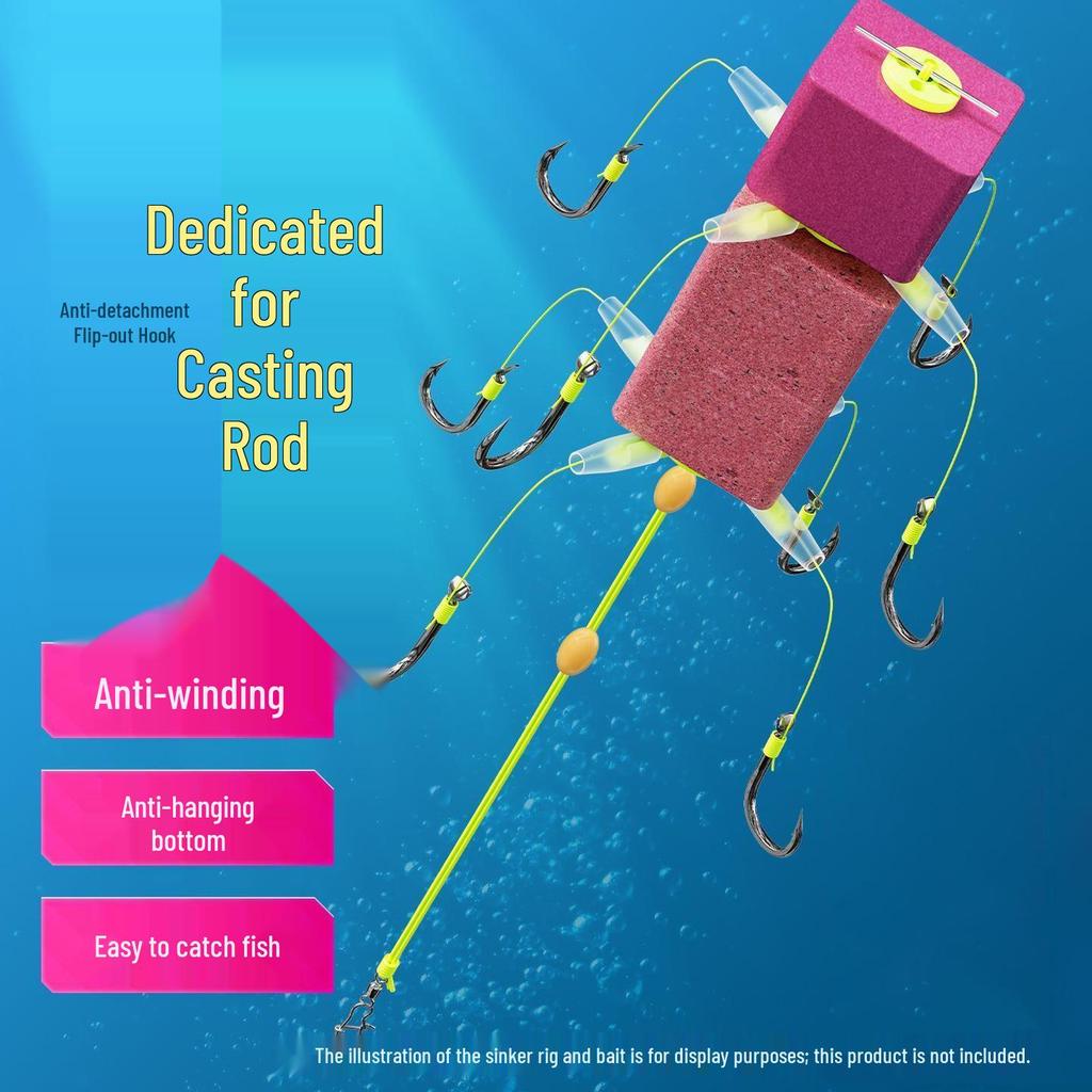 Anti-Bottom Silver Carp & Bighead Rig Set: Iseama Hooks & Buoyancy Board for Sea Fishing
