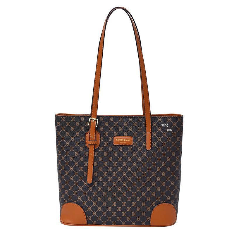 Retro Flower Print Large Capacity Tote Bag - High-End Fashion Handbag for Students