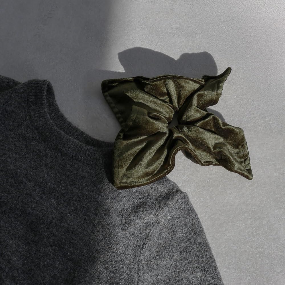 JewelVOX Scrunchie Hair Square Velvet Hair Cute for Adults Tie, Women's Accessory, Large, Square, (Black)