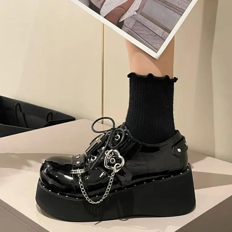 Fashion Spring and Summer New Height-up Japanese Mary Jane Small Leather Shoes Women with Retro British Style Single Shoes Women