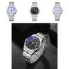 Blue Classic Light Steel Strap Mens Watch Waterproof With Calendar Function Movement Quartz