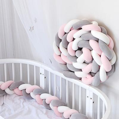 Knot Ball Pillow Braided Crib Bumper European Knit Baby Bed Rail Cover Soft Fluffy Round Throw Pillow for Bedroom Sofa Couch