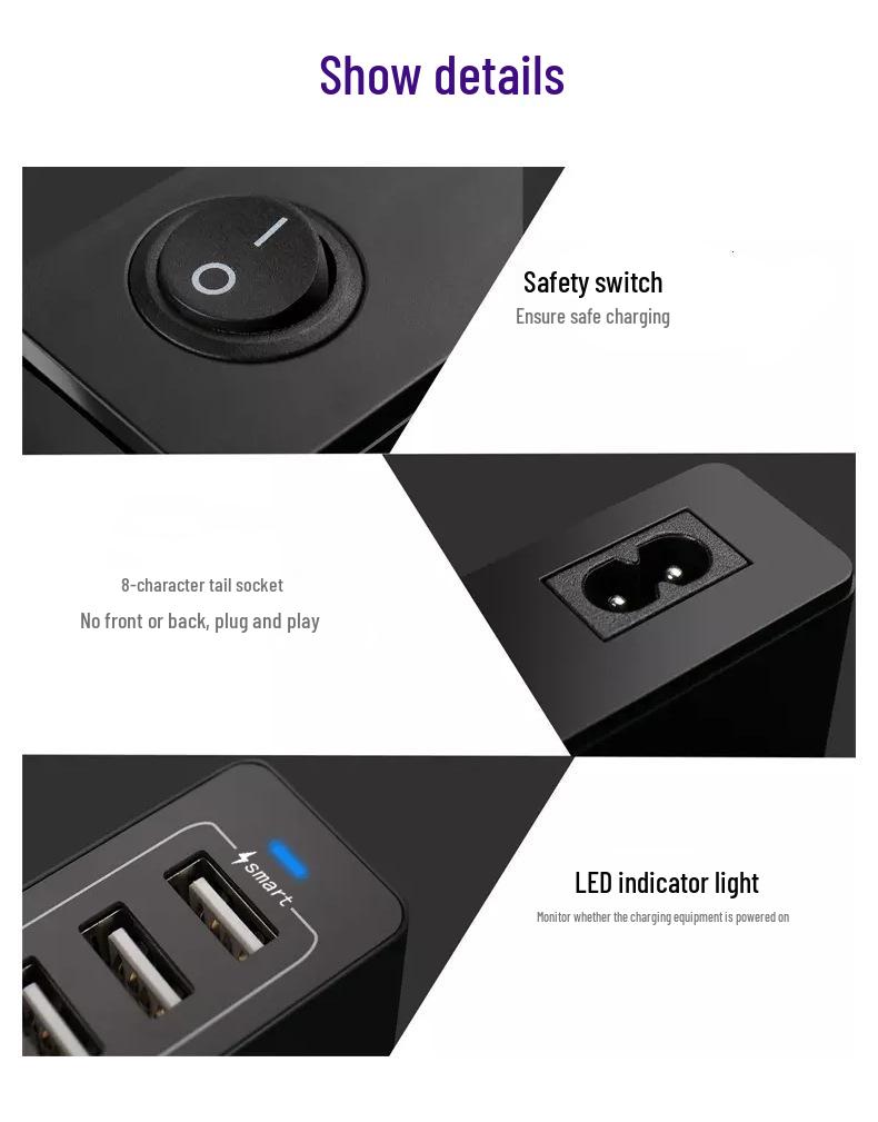 65W Multi-Port USB Charger, PD 20W Fast Charging, QC 3.0 Compatible with Apple & Huawei.