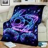 1PC Custom Name Electric Night Flannel Blanket Versatile,all-season Throw Suitable for the Living Room,bedroom,camping,travel,and Gift