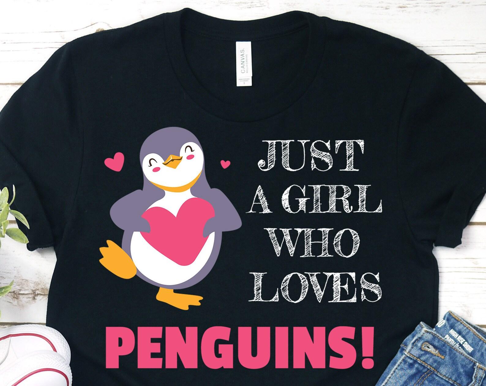 Just a Girl Who Loves Penguins T-Shirt, Funny Penguin Shirts, Cute Penguin Tee, Penguin Lover Gift, TShirt, Birthday, Girls Penguin Shirt 100