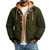 Men's Casual Hooded Flight Jacket with Plaid and Multiple Pockets