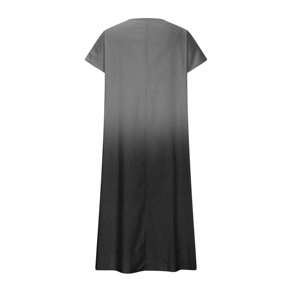 Modisches Damen Sommer V-Ausschnitt Kurzarm Farbverlauf Bedrucktes Strandkleid