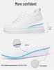 Men's White Height-Increasing Sneakers with Thick Sole, Invisible Inner Lift, and Casual Style, Large Sizes Available, 10cm Boost.