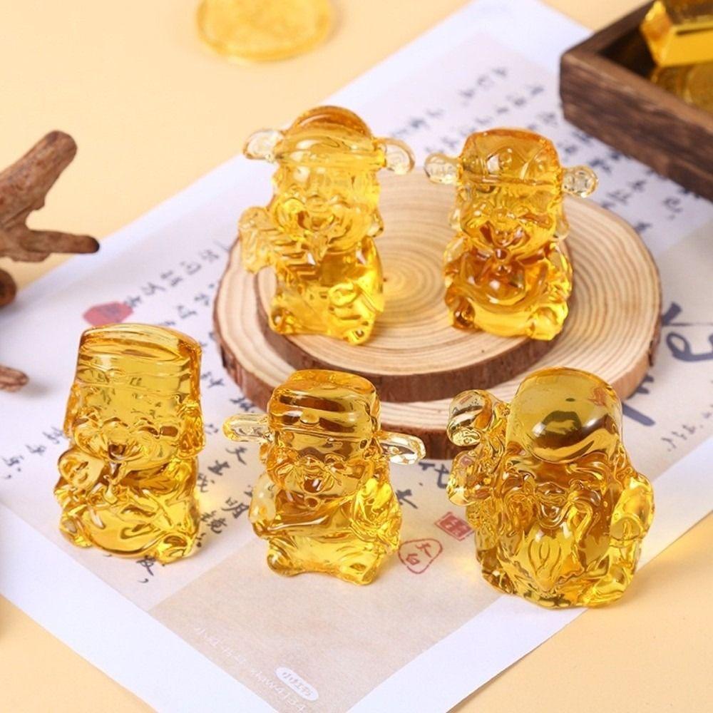 Creativity Good Luck Five Gods of Wealth Statue God of Wealth Decoration Desktop Jewelry Crystal Ornament Five Fu God of Wealth