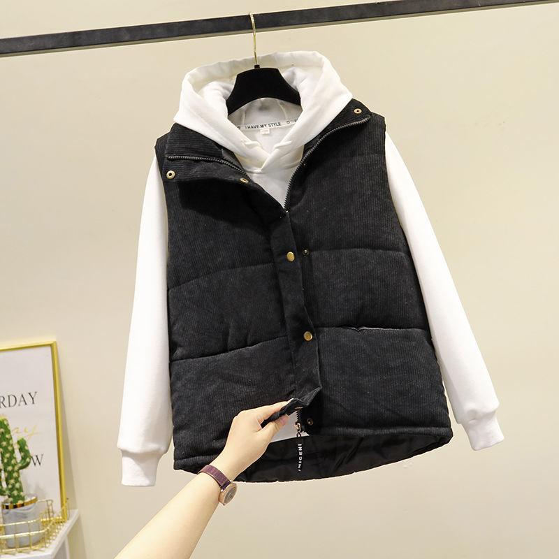 Vesta pro ženy, bavlněná podzimní a zimní bez rukávů, vesta, nadměrná velikost, zahuštěná péřová ležérní vesta