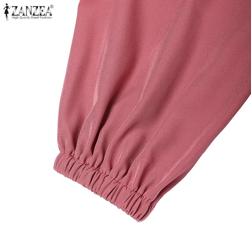 ZANZEA Vestido retro informal de manga larga y cuello redondo para mujer