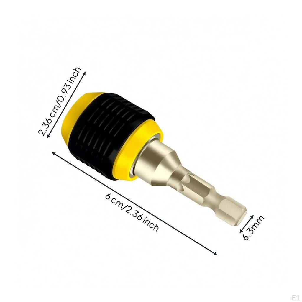 RapidDisconnect Drill Adapter Metal Shaft SelfLocking Black and Yellow Hex Shank Bit