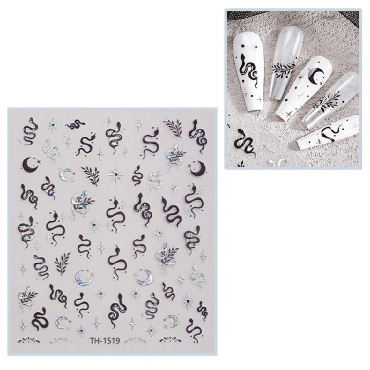 1 Sheet Fashion Nail Art Decals for Chinese New Year Manicure Decors with Cartoon Snake PatternsNail Salon Accessories