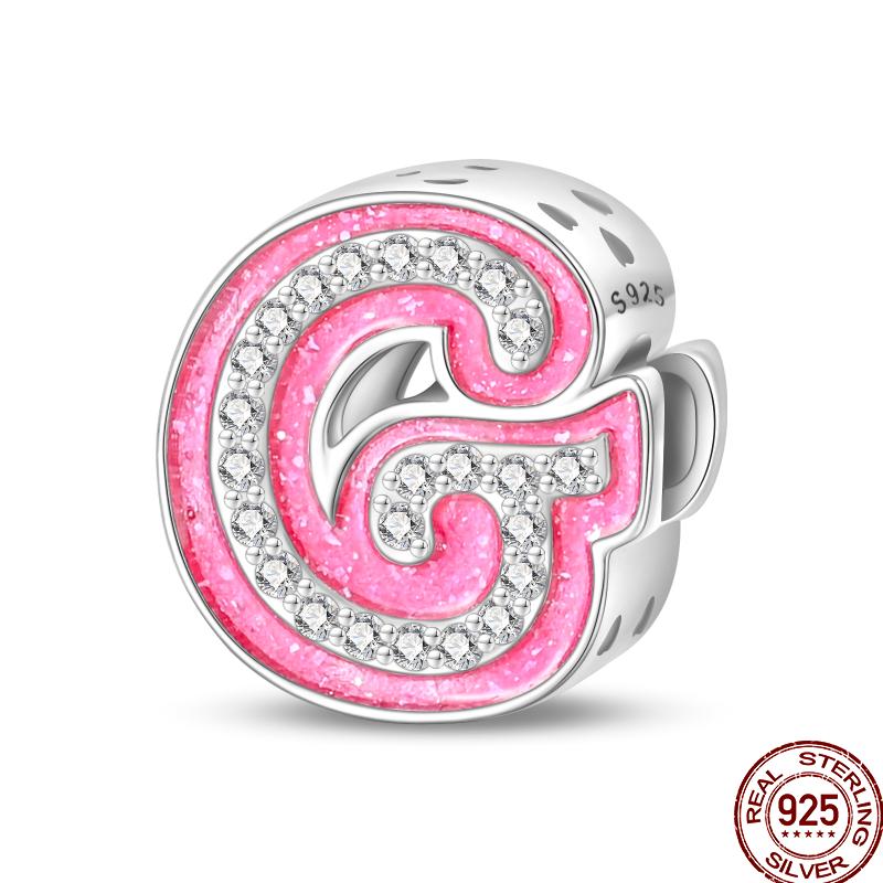 Copper Pink 26 Letters Valentine'S Day Gift Beads Suitable For Pan Original Bracelet Diy Birthday