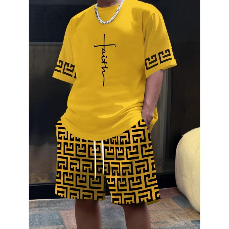 

3D Print Men s Casual Fashion Trendy Classic Personalized Summer Breathable Short Sleeve T-Shirt and Shorts Set XL