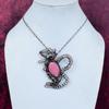 Thulite Gemstone Pendant Handmade Rabbit Jewelry Copper Wire Wrapped Pendant