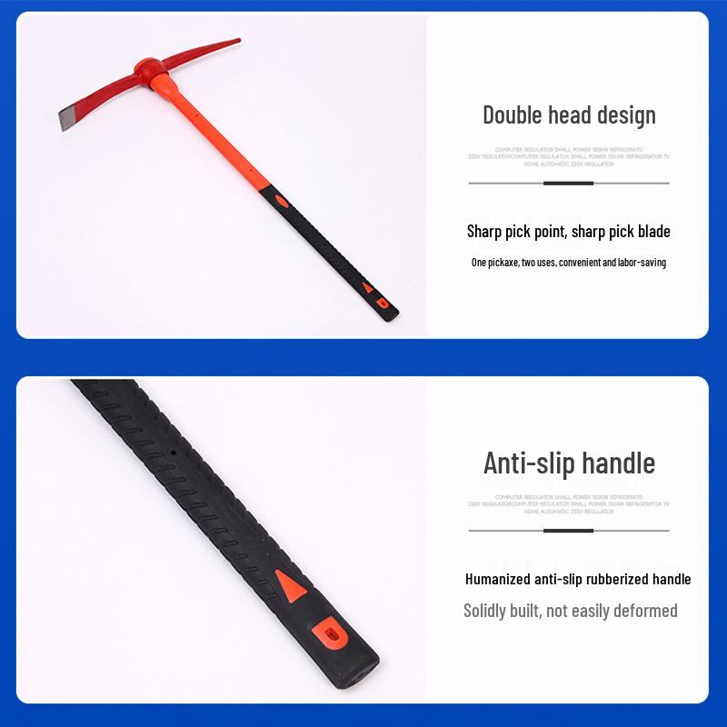 Dual-Use Fire and Demolition Pick with Pointed and Flat Heads, Integrated Rail Steel Construction