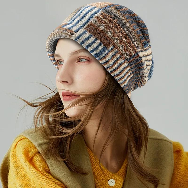 Winter Colored Hat For Men And Women Plus Velvet Warm Knit Hats Windproof Ear Protection Hooded Outdoor Riding Cold Hat Cold Hat