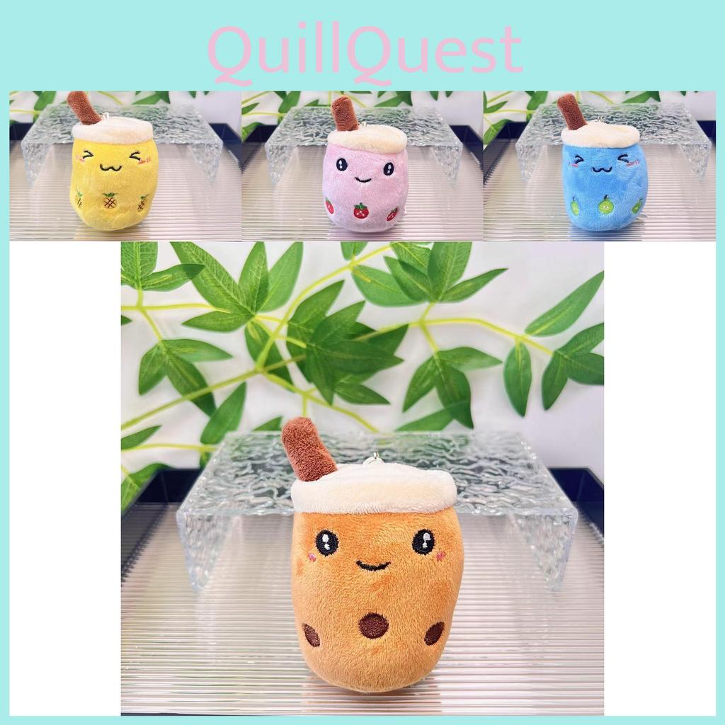 Cute Fruit Bubble Tea Cup Plush Keychain Adorable Cartoon Plush Toy For Kids