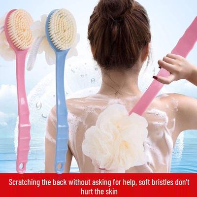 Dwustronna szczotka do kąpieli z długim uchwytem - Miękkie włosie do złuszczania i czyszczenia