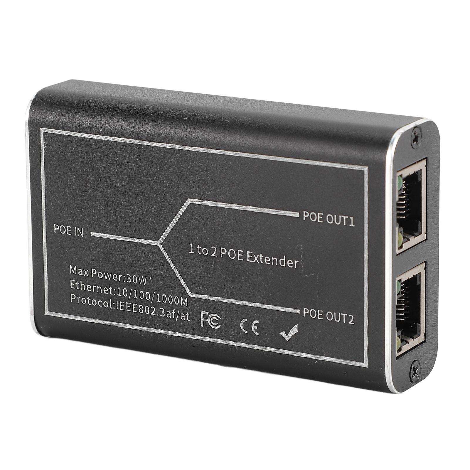 

Подовжувач POE, вихід 1 в 2, IEEE802.3AFAT, повторювач POE з алюмінієвого сплаву Plug and Play для безпеки