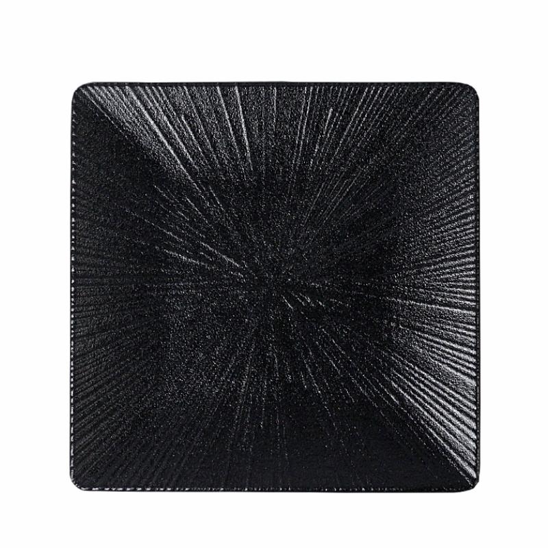 

Круглая полосатая черная пластиковая обеденная тарелка, столовая посуда из пищевого меламина, барбекю, мясо, шведский стол, закуски, домашняя кухня