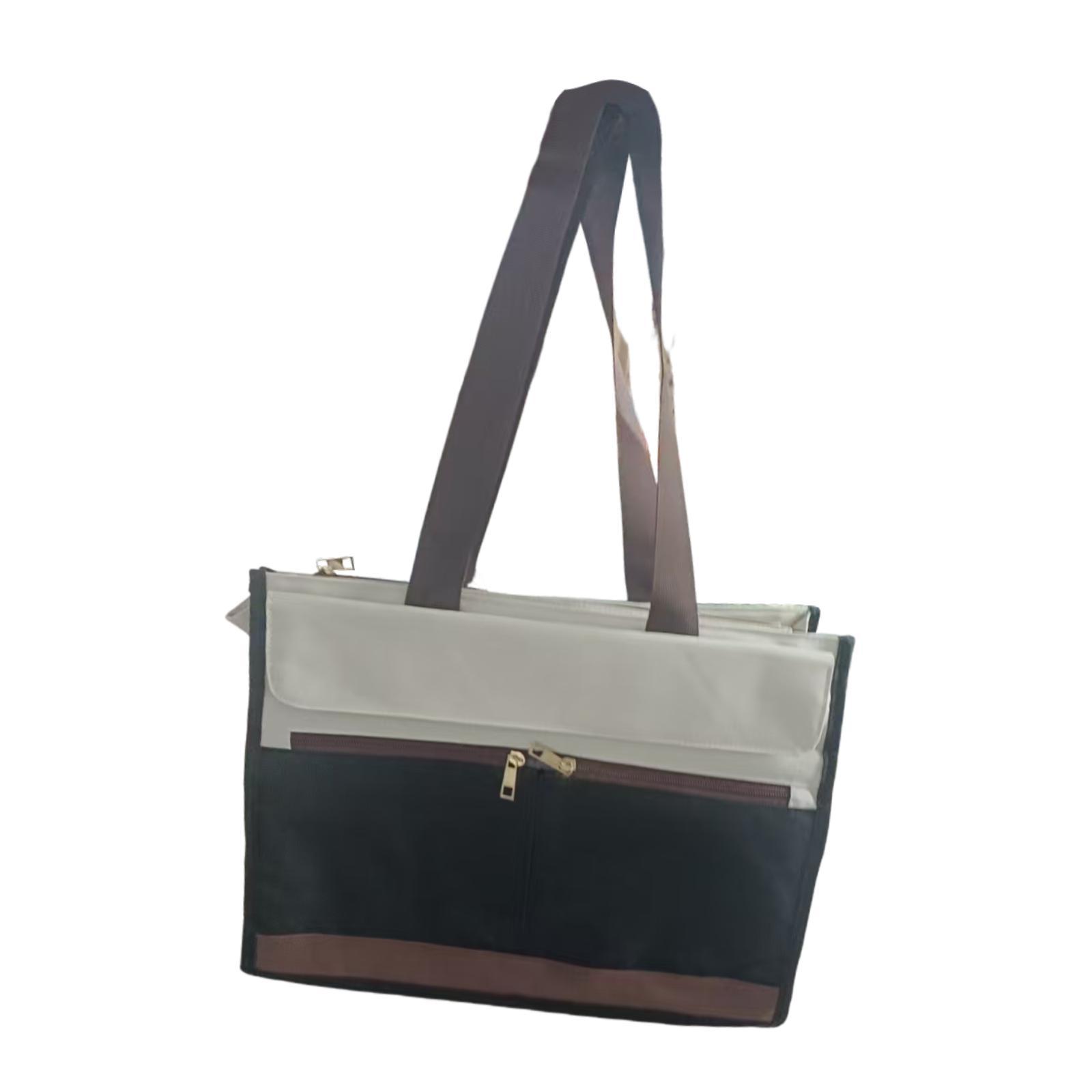 

Women Tote Bag with Insulated Lunch Compartment Waterproof Zipper Pockets Work Bag for Business Electronics Accessories черный коричневый