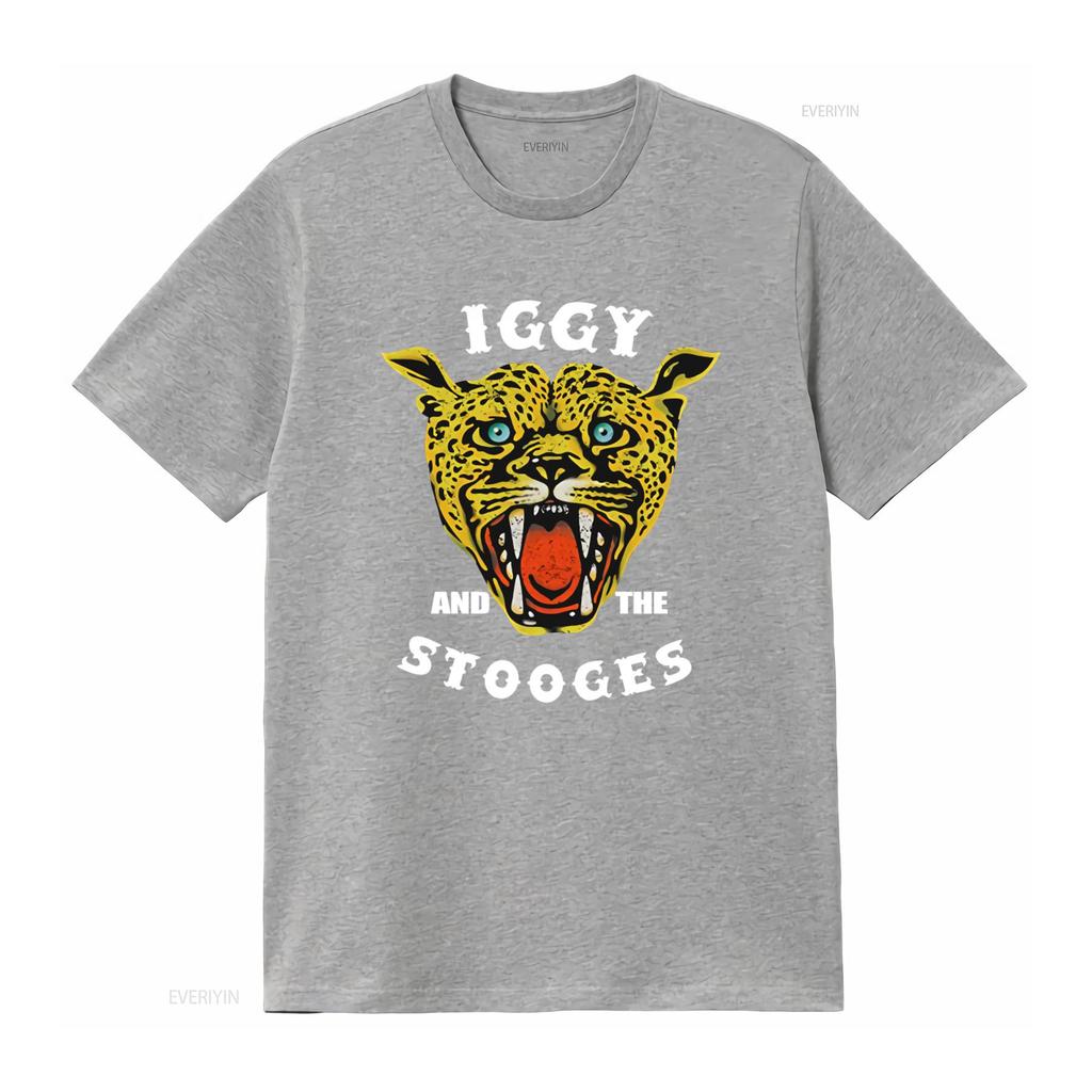 Iggy And The Stooges Cheetah Print T Shirt FKQ7 Vintage Washed Versatile Homme Soft Casual Graphic Stretched Designer Clothes