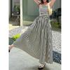 Summer New Striped Suspender Dress for Women, Elegant High Waisted Off Shoulder Maxi Dress, European American Style