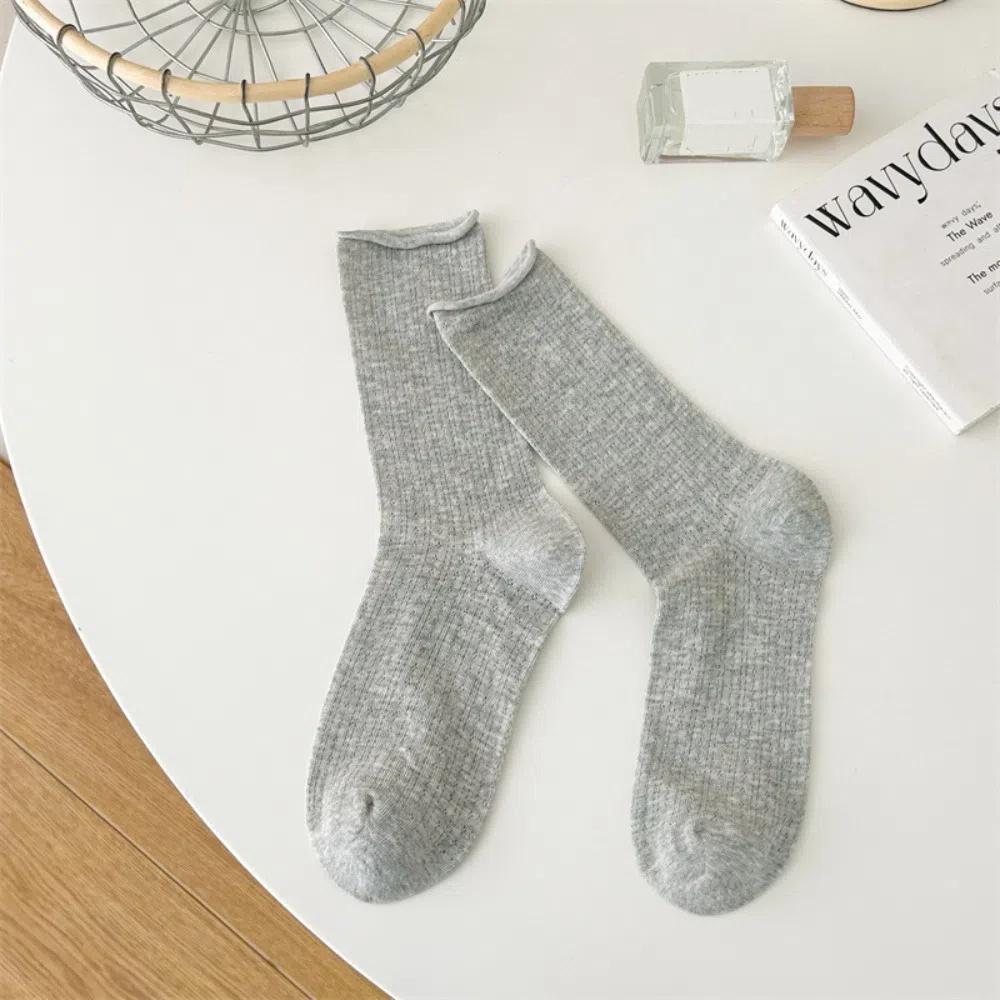 Candy Color Summer Socks Hollow Out Roll Edge Socks Sweet Long Socks  Women