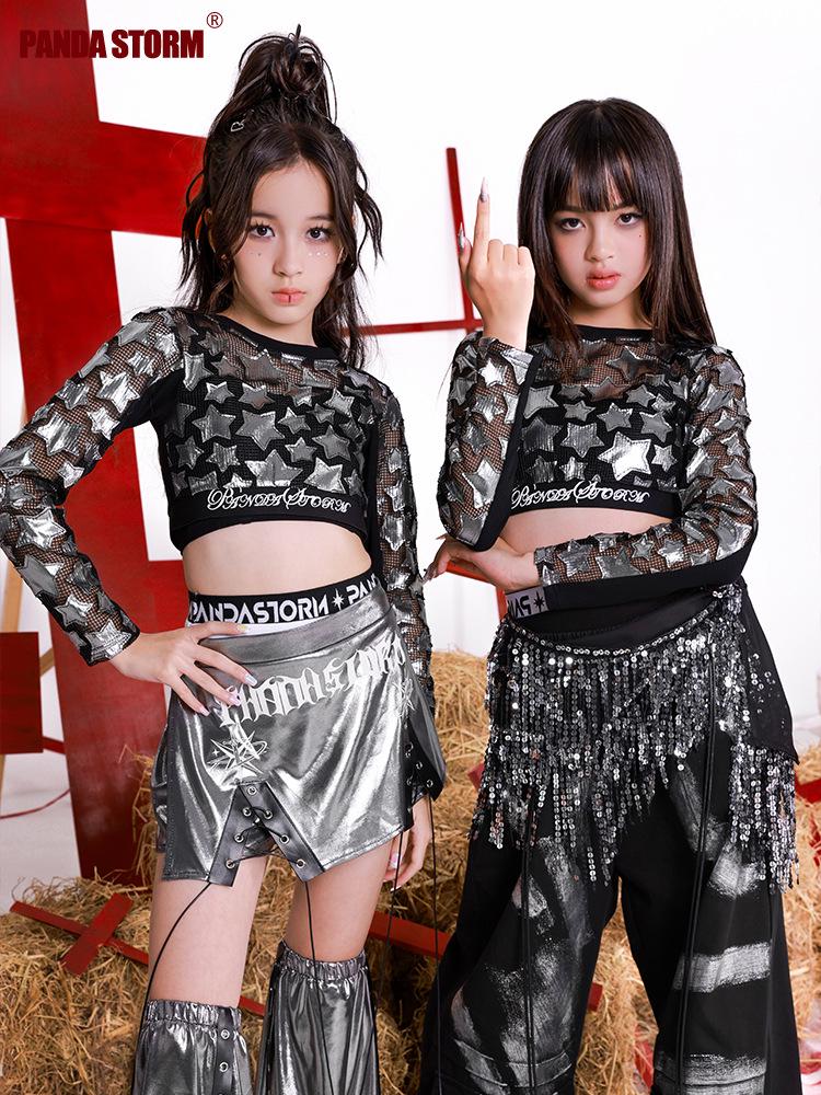 Mädchen Jazz Dance Set mit langen Ärmeln – Trendiges Sommer Street Style Outfit