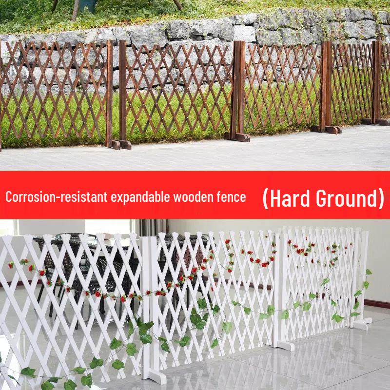 Zatahovací venkovní plot pro domácí mazlíčky a zahradu z masivního dřeva s antikorozním ochranným zábradlím a stojanem na květiny