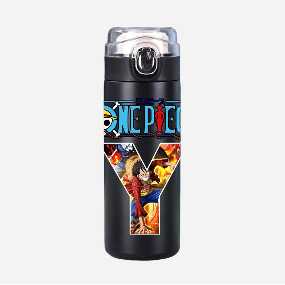 Anime Cartoon Printed Black Thermos Cup Portable Stainless Steel 400Ml Water Bottle Leak Proof Camping Water Cup Gift