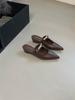 Niche high-end pointed metal buckle bag head thick heel slippers outer wear summer 2025 new retro cool slippers women