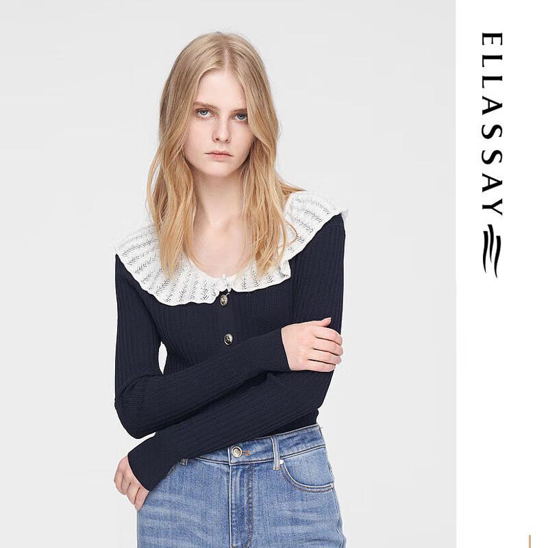 ELLASSAY Women's Spring Doll Collar Knit Cardigan