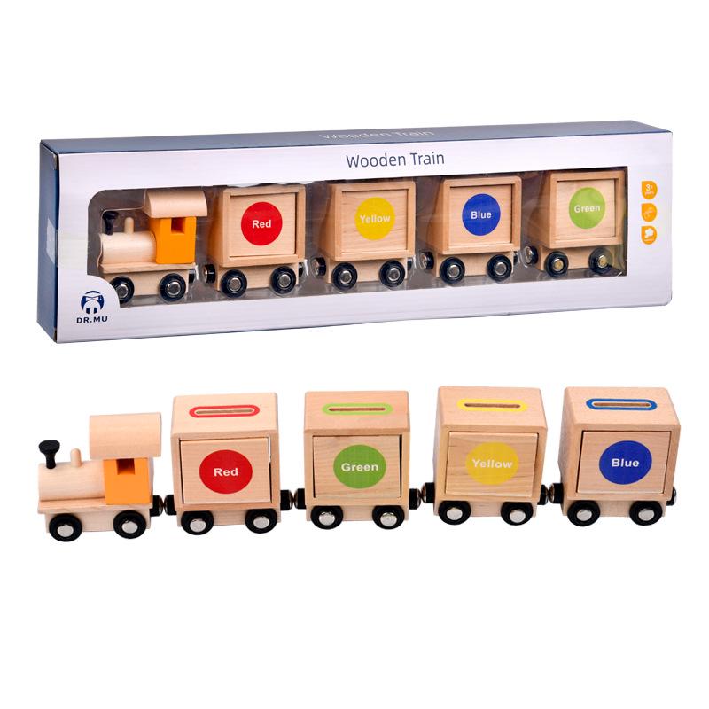 Children's Wooden Magnetic Train - Montessori Color & Shape Learning Puzzle