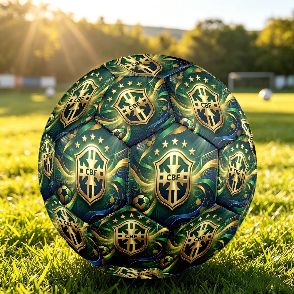 Pallone da Calcio Stampato Brasile Taglia 5 Resistente all'Usura Standard per Allenamento Adulti Regalo per tifosi per Partite Sportive Indoor Outdoor