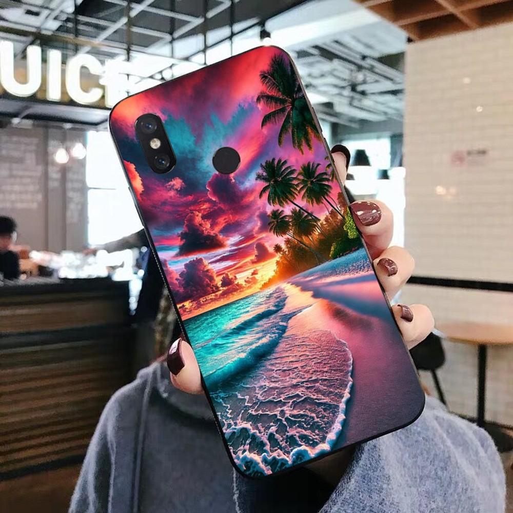 Sea Tropical Palm Trees Beach Phone Case For Xiaomi Mi 5X 8 9 10 11 12 Lite Pro 10T PocoX3pro PocoM3 Note 10 Pro Lite