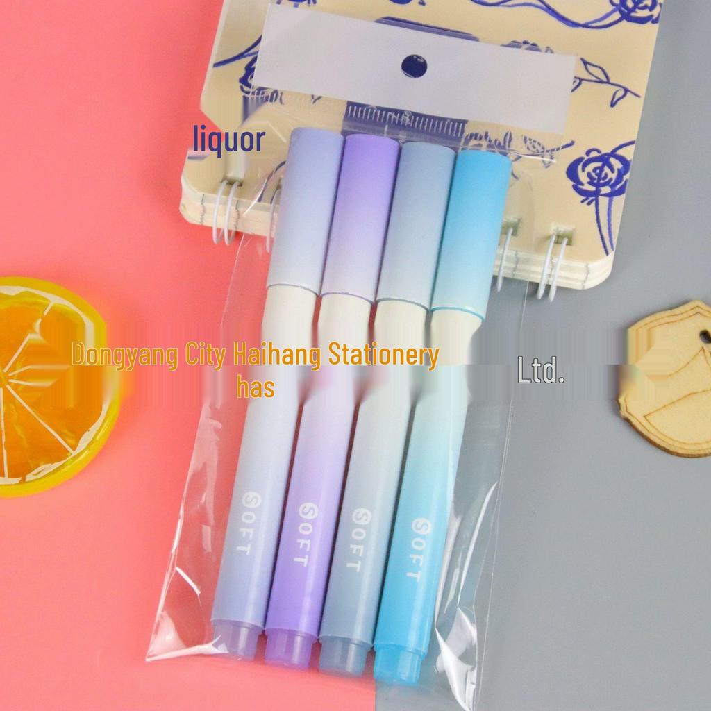 Gradient Highlighter Pen: Eye-Friendly, Large Capacity, Vibrant Colors for Students