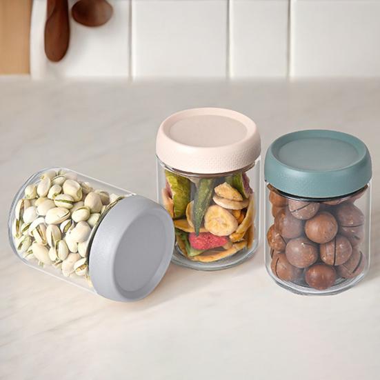 Yousheng 4Pcs/Set Airtight Overnight Oats Jars Glass Meal Prep Containers Stackable Mason Jars with Lids Leakproof Reusable Food Storage Jars