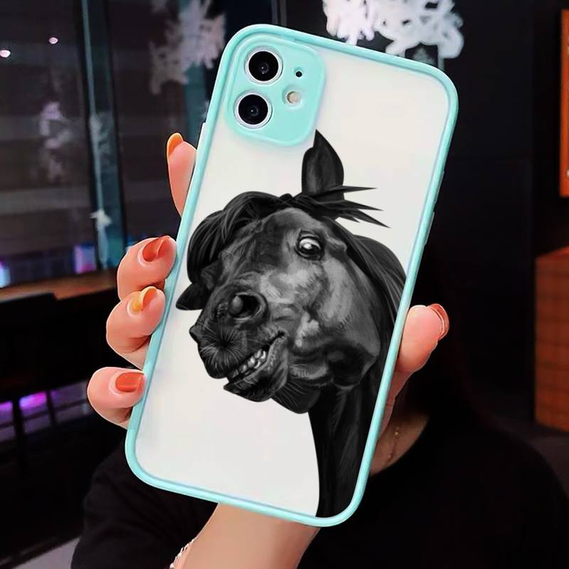 Horse Art Cartoon Design Pattern Phone Case Matte Transparent  For Iphone 7 8 11 12 Plus Mini X Xs Xr Pro Max Cover