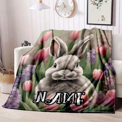 Easter Gift Rabbit Customize Your Name Blanket Warm Comfortable And Soft Blankets Are Suitable For Home Lunch Break Blanket Office Sofa Sofa Gift To