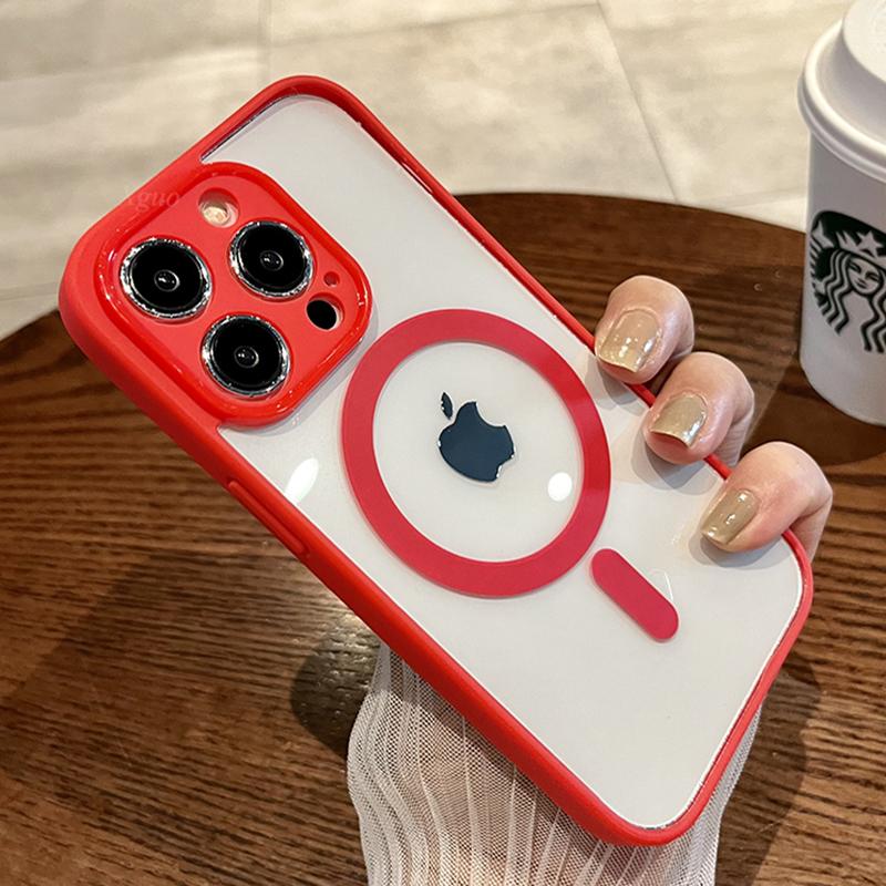 Für Magsafe Magnetische Kabellose Lade Handyhülle Für iPhone 15 14 13 12 11 Pro Max 15 Plus Luxus Acryl Hart Rückseite Klare Hülle